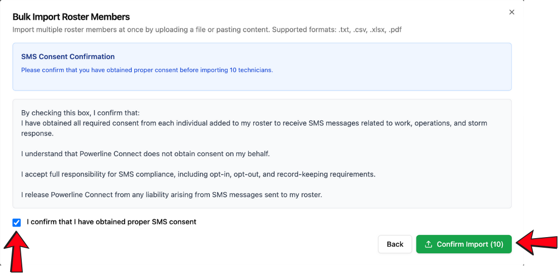 SMS consent confirmation