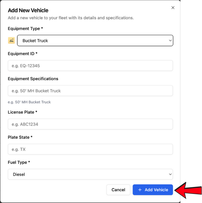 Enter Required Information form