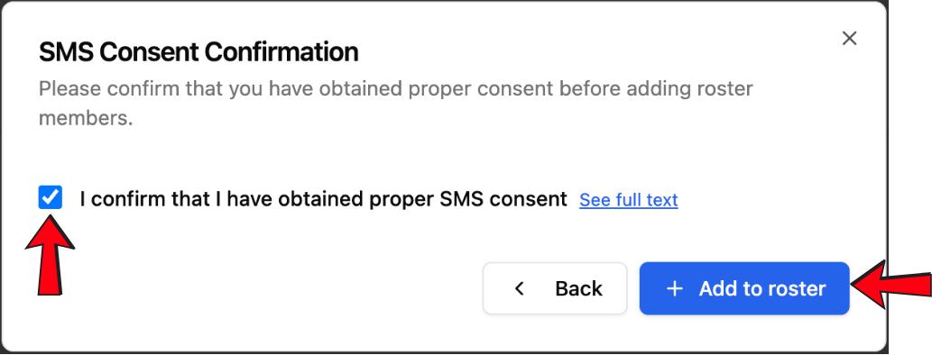 SMS consent confirmation